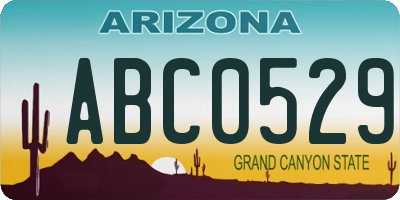 AZ license plate ABC0529