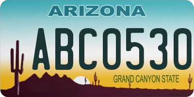 AZ license plate ABC0530