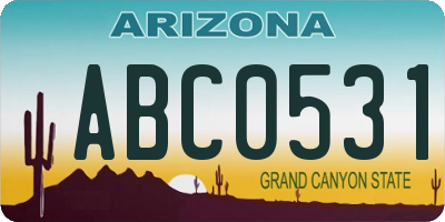 AZ license plate ABC0531