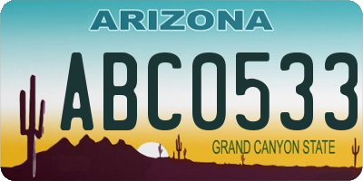 AZ license plate ABC0533