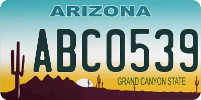AZ license plate ABC0539