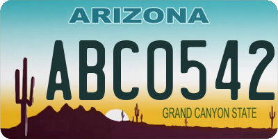 AZ license plate ABC0542