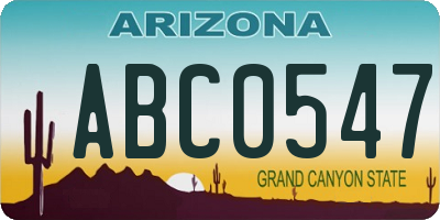 AZ license plate ABC0547