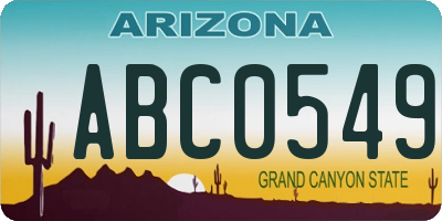 AZ license plate ABC0549
