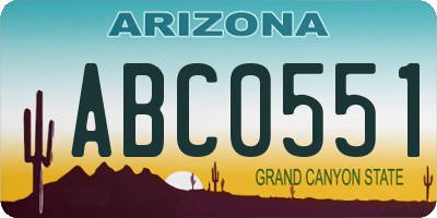 AZ license plate ABC0551