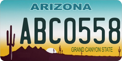 AZ license plate ABC0558