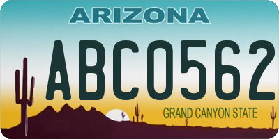 AZ license plate ABC0562
