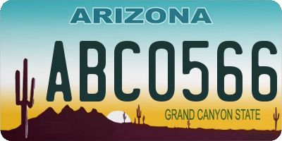 AZ license plate ABC0566