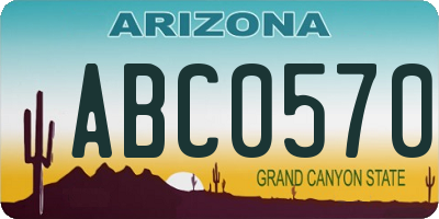 AZ license plate ABC0570