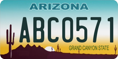 AZ license plate ABC0571