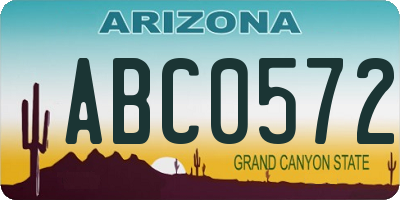 AZ license plate ABC0572