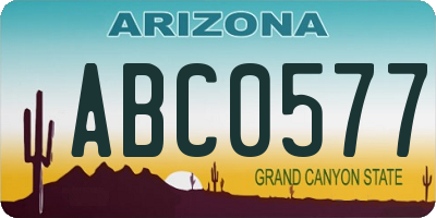 AZ license plate ABC0577