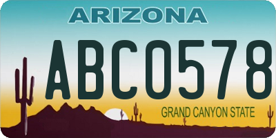 AZ license plate ABC0578