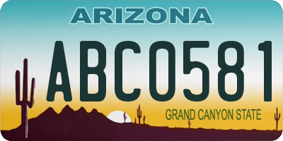 AZ license plate ABC0581