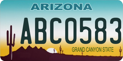 AZ license plate ABC0583