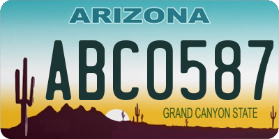 AZ license plate ABC0587