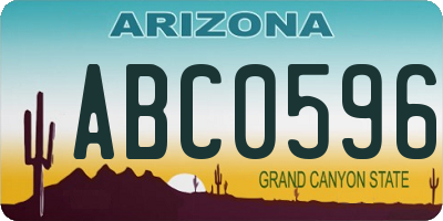 AZ license plate ABC0596