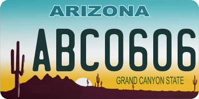 AZ license plate ABC0606
