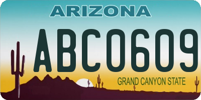 AZ license plate ABC0609