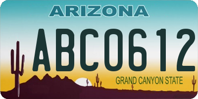 AZ license plate ABC0612