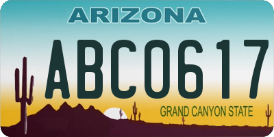 AZ license plate ABC0617