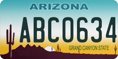 AZ license plate ABC0634
