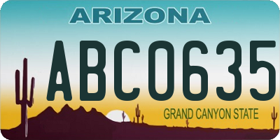 AZ license plate ABC0635