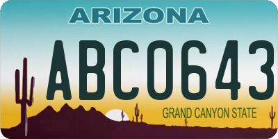 AZ license plate ABC0643