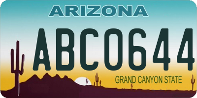 AZ license plate ABC0644
