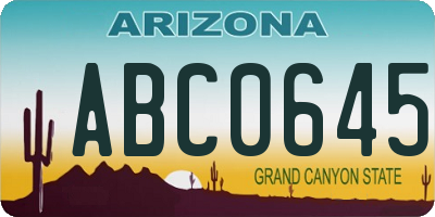 AZ license plate ABC0645