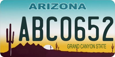 AZ license plate ABC0652