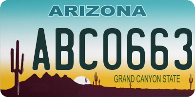 AZ license plate ABC0663