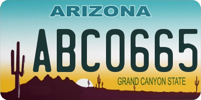 AZ license plate ABC0665