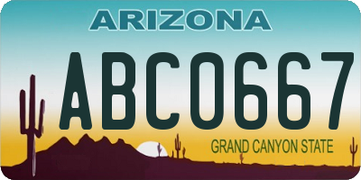 AZ license plate ABC0667