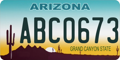 AZ license plate ABC0673