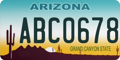 AZ license plate ABC0678
