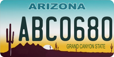 AZ license plate ABC0680