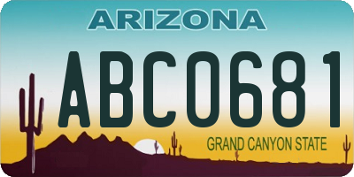 AZ license plate ABC0681