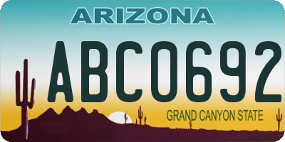 AZ license plate ABC0692
