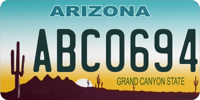 AZ license plate ABC0694