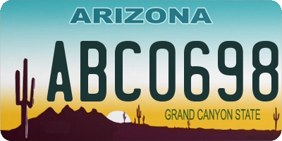 AZ license plate ABC0698