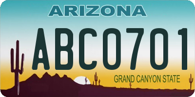 AZ license plate ABC0701