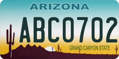 AZ license plate ABC0702