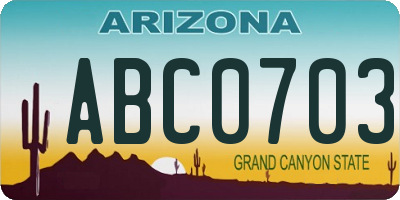AZ license plate ABC0703