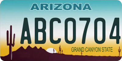AZ license plate ABC0704