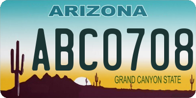 AZ license plate ABC0708