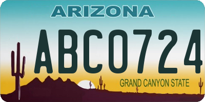 AZ license plate ABC0724