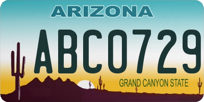 AZ license plate ABC0729