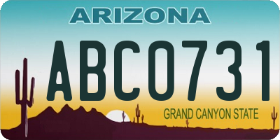AZ license plate ABC0731