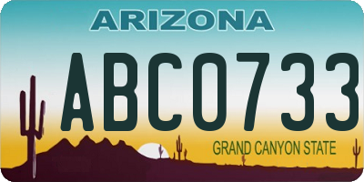 AZ license plate ABC0733